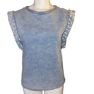 Denim Bedazzled Top